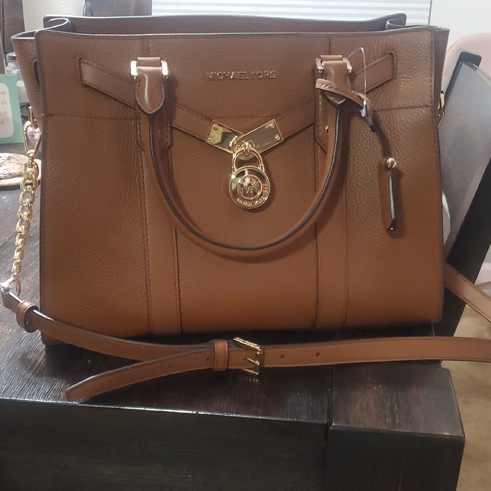 Michael Kors Tan Leather Satchel with Gold Accents